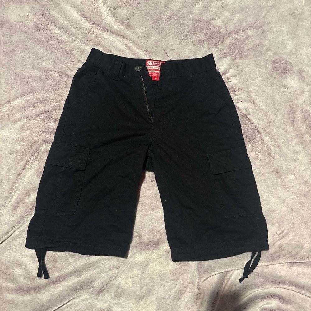 South Pole Black Cargo Shorts with Drawstring Hem